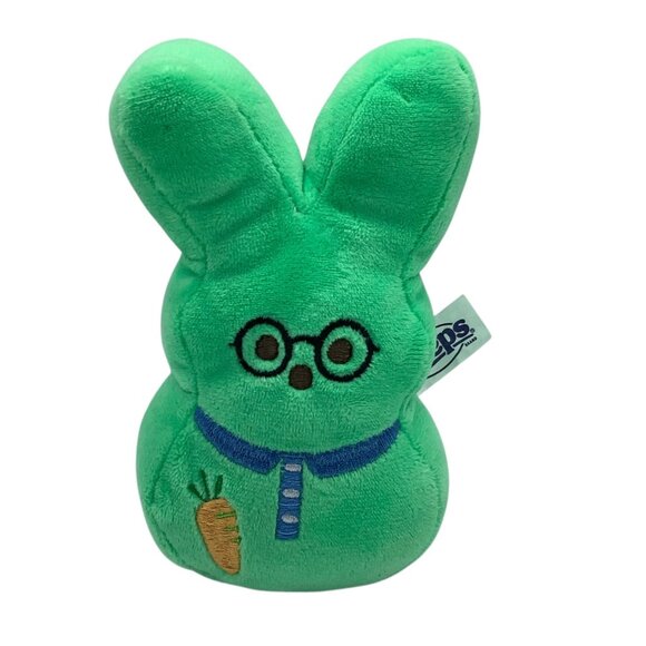 Easter Peeps Green Glasses Bunny Plush Toy 6" Ages 3+ By Just Born Inc. 2021 - Picture 1 of 5